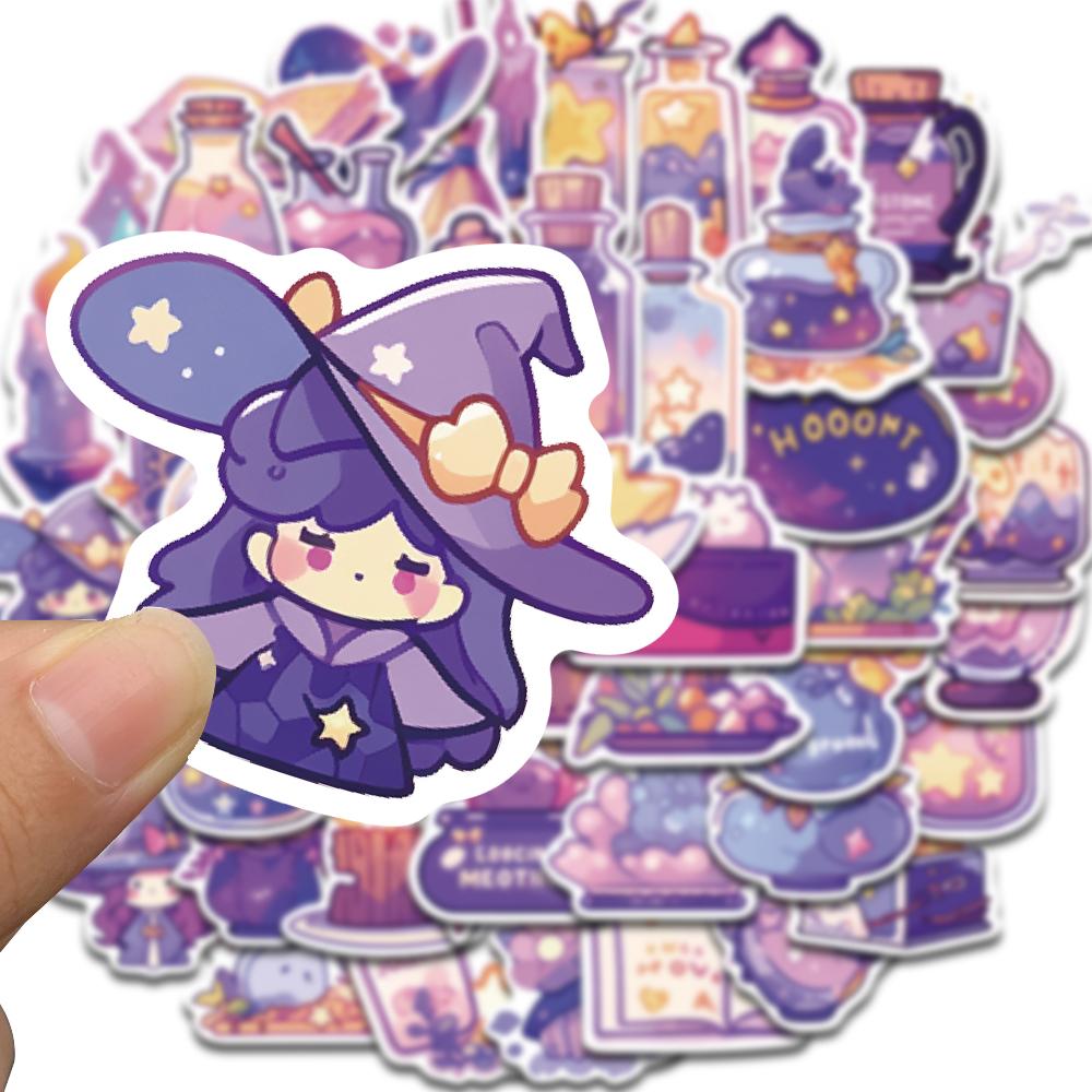 50PCS Cute Cartoon Magic Potion Sticker Decals Living Room Laptop Luggage Art Picture Landscape Skateboard Decoration Stickers