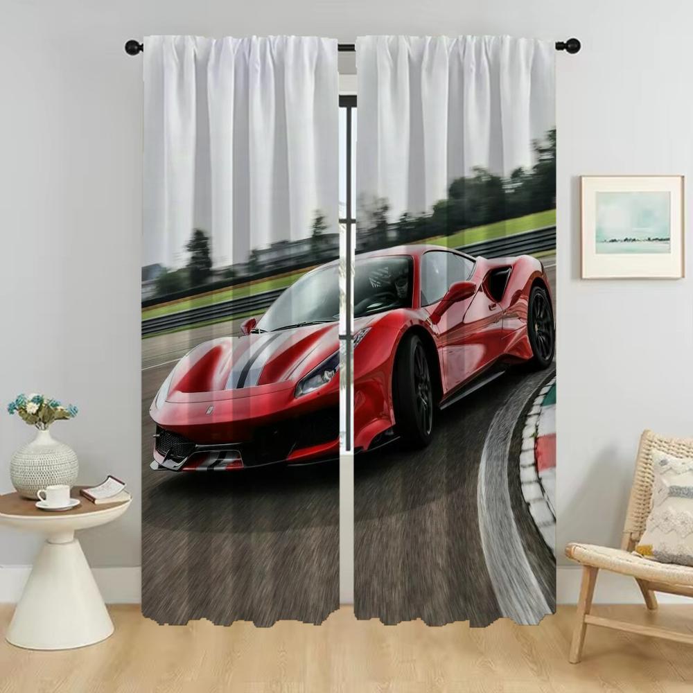 

Домашні інтер єрні штори для вітальні F-ferraries Віконна штора Кухонні штори 2 штуки Тіні Тюль для спальні Перегородка W86xH213cmx2pcs-CL