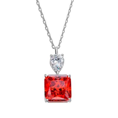 Collier en diamant à haute teneur en carbone 8 carats pour femmes, 10x10, pendentif en argent Padma, Imitation rubis S925