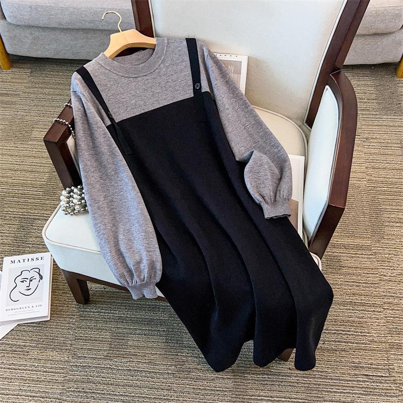 Plus Size Women's Loose Long Sweater Dress, Bust 150/160 cm, Fits 200-350 lbs, Style 8029