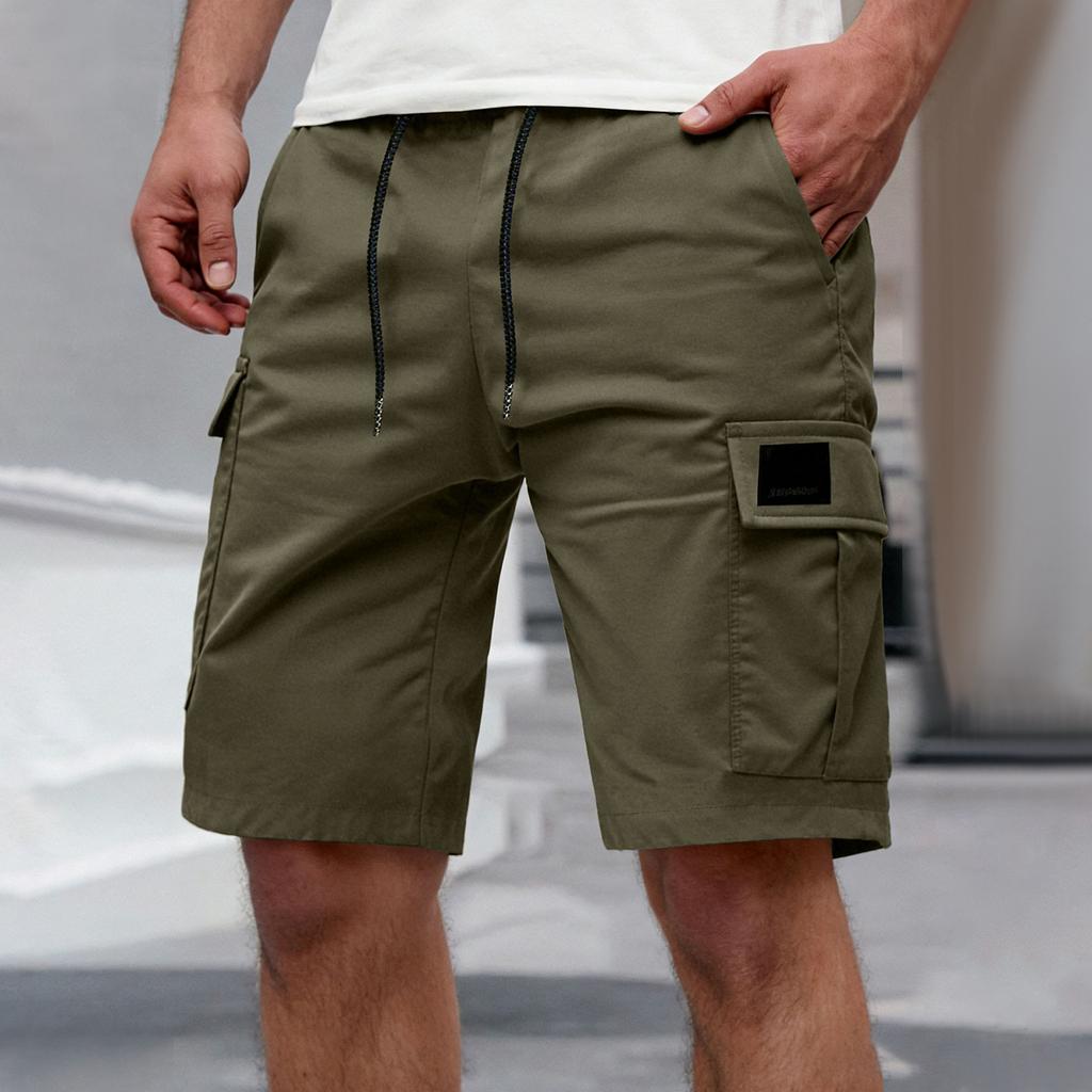 Pantalones Cortos Cargo Casuales para Hombre con Cintura con Cordón y Múltiples Bolsillos Corte Relajado Material Ligero para Uso Diario