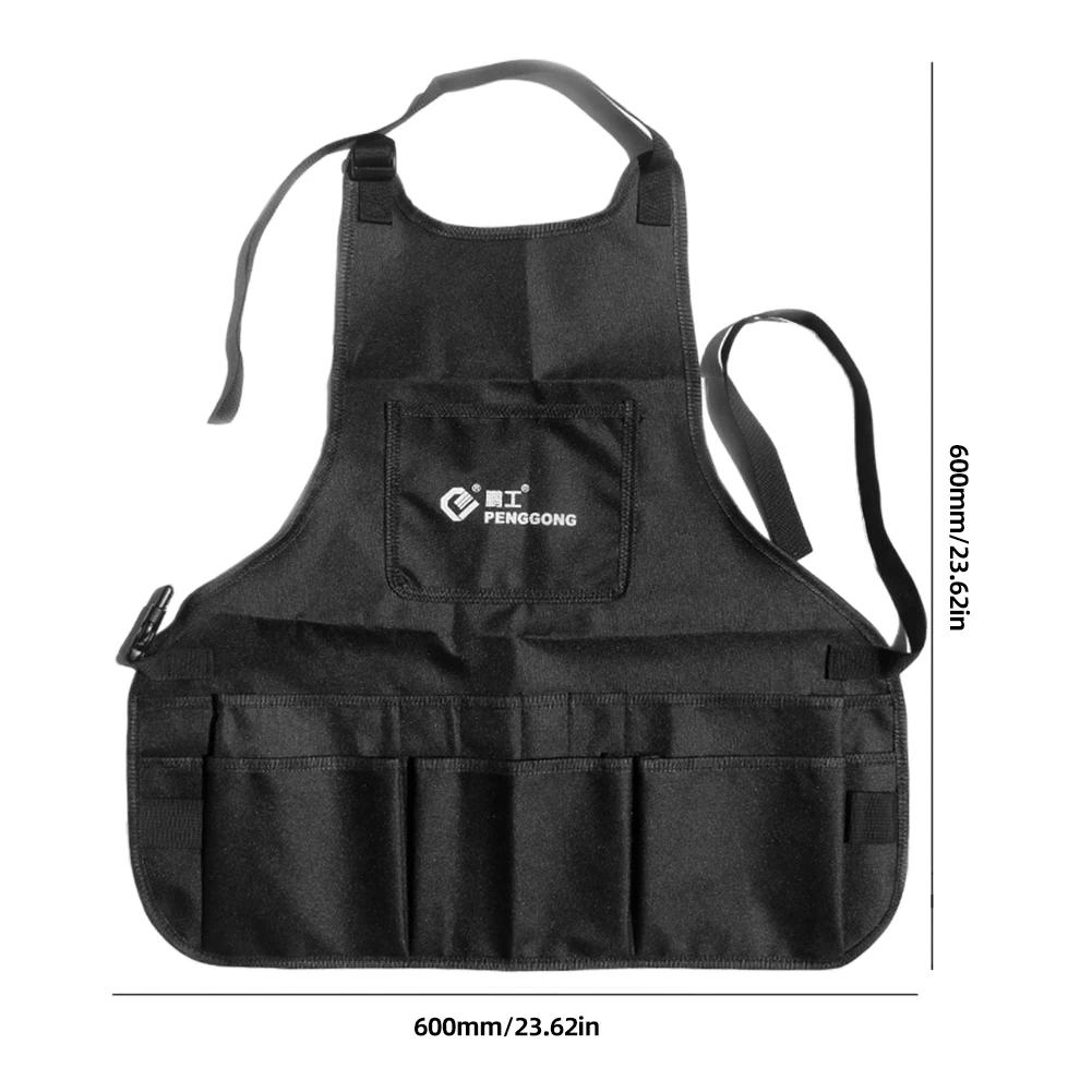 

Work Tool Apron Oxford Cloth Strap Adjustable Woodworking Apron Waterproof Heavy Duty Work Apron For Workshop Mechanic Carpenter чорний