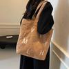 Korean Version of the New Alphabet Printed Bag Women's Large-capacity Canvas Shoulder Bag Casual Fashion Portable Drawstring Fresh Bag