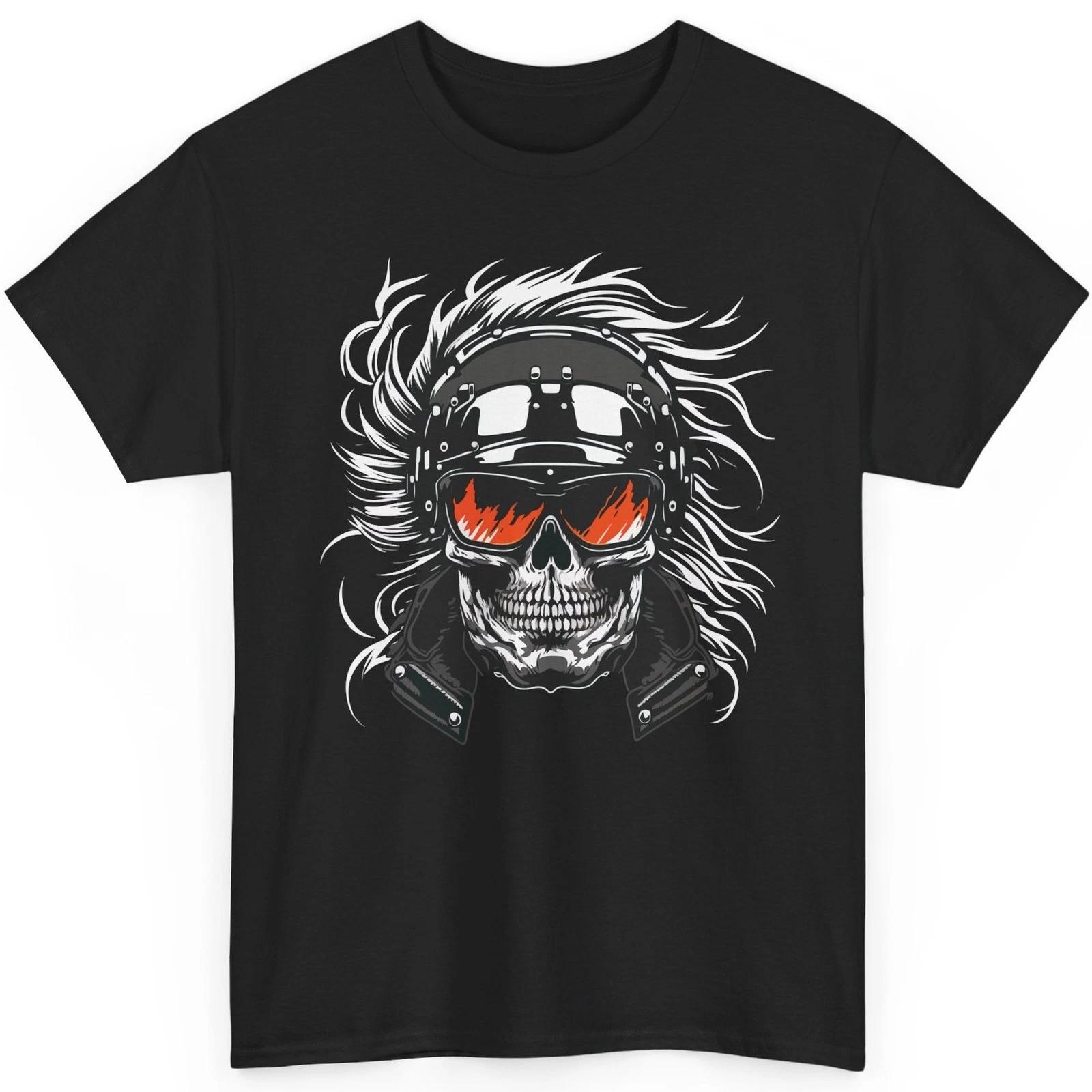 

Biker Skull T Shirt Motorcycle Helmet Graphic Tee Goggles Vintage Rider Top XL