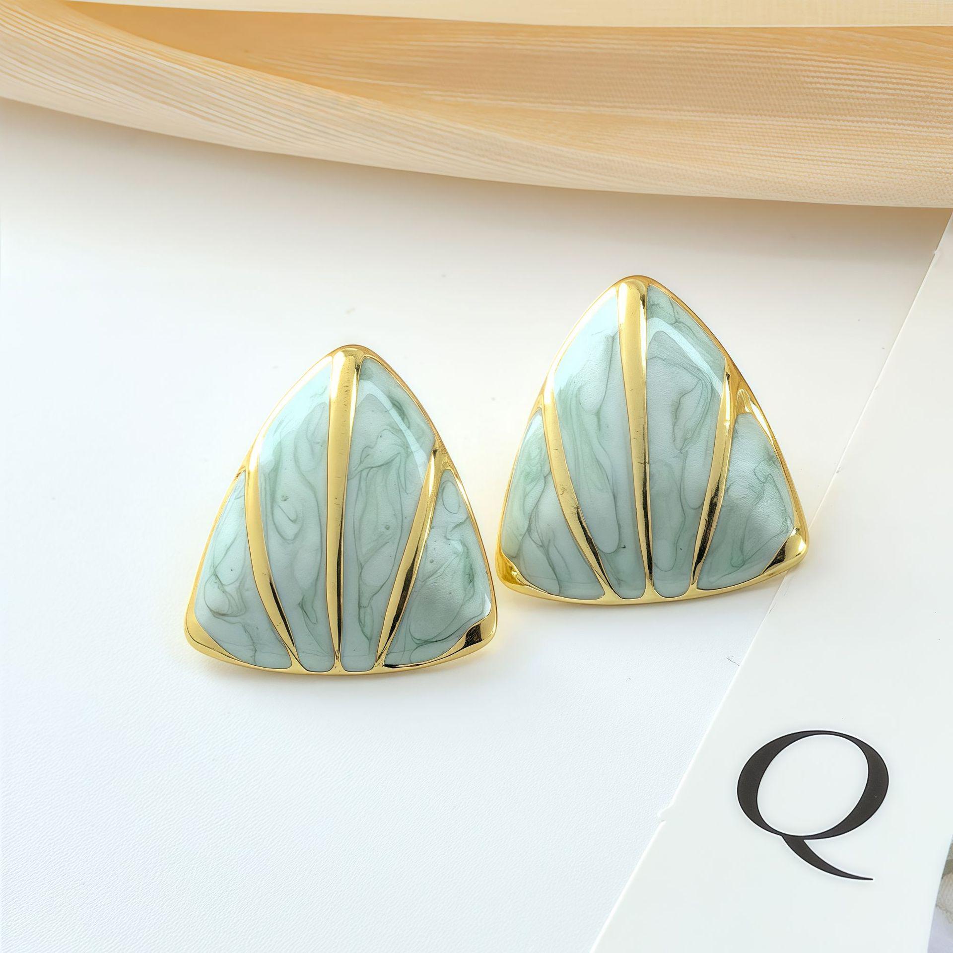 Stainless Steel Geometric Triangle Drop Earrings - European & American Style