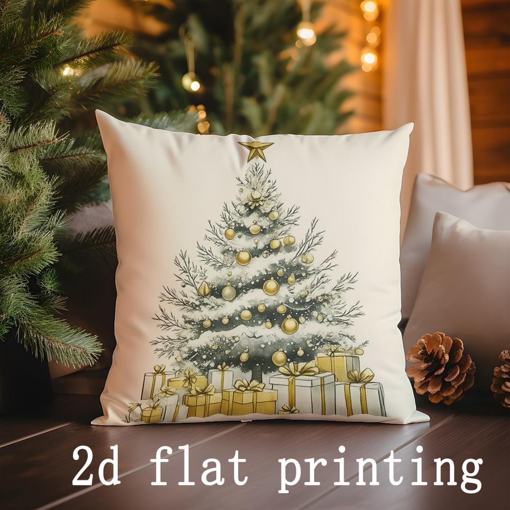 Home Decor Christmas-themed Decorative Pillow Covers with Bows Pattern Cushion Cover Suitable for Sofa Bedroom Car Pillow Cover