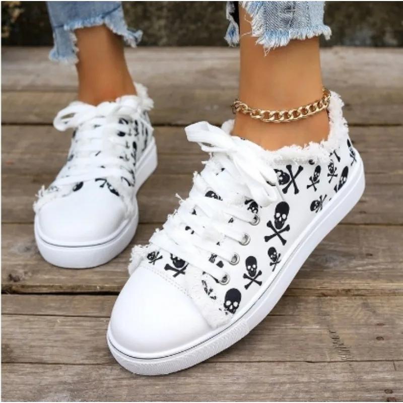 Fashion Women's Vulcanized Shoes Shoes Flat Shoes Fashion Lace Up Sneakers Female Casual Breathable Canvas Shoe Zapatillas De Deporte