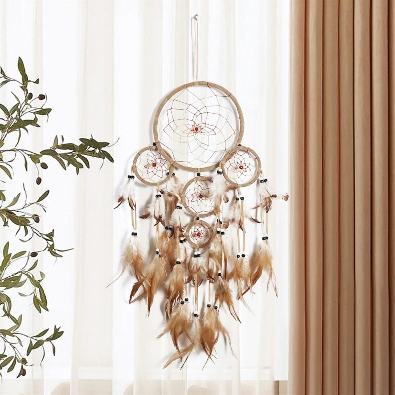 Dreamcatchers with Feather Decorations for Car Decors Wall Hangings Dreamcatchers Home Indian Windchimes Decors
