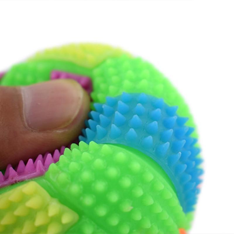 Spiky Dog Rubber Elastic Glowing Balls Squeak Chew Toy Bite-Resistant Ball
