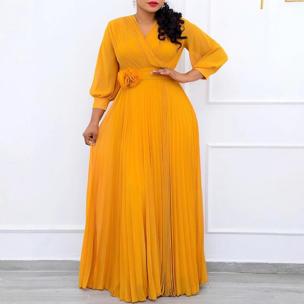 

Patchwork High Waist Plus Size Long Dress with Belt - Loose Fit Pullover XXL