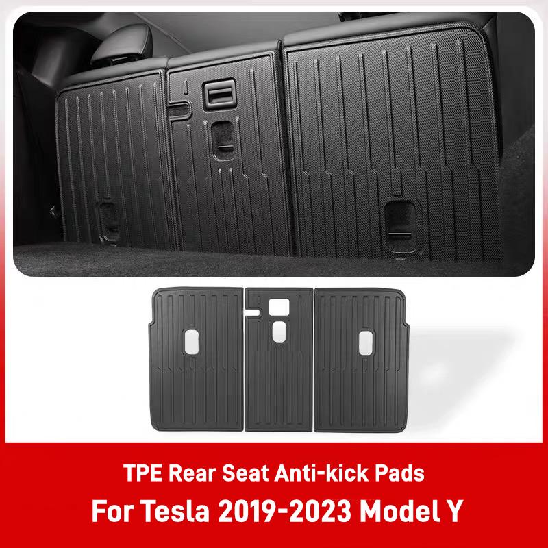 For Tesla 2019-2023 Model Y Rear Seat Back Cover TPE Rear Backrest Protector Pad All Weather Split Liner Pet Mat Anti-dirty Pad