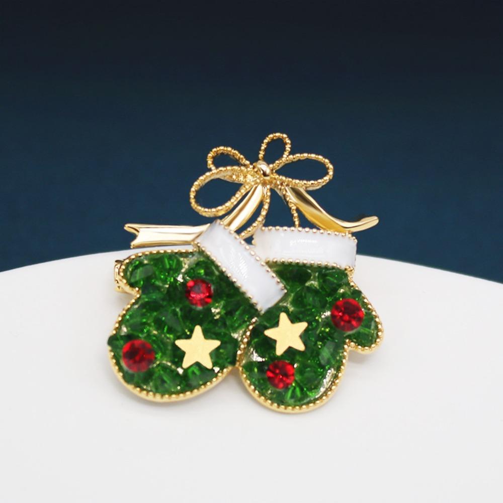 Korean Style Christmas Brooch Snowman Christmas Tree Brooch Cute Enamel Rhinestone Brooches  Girls