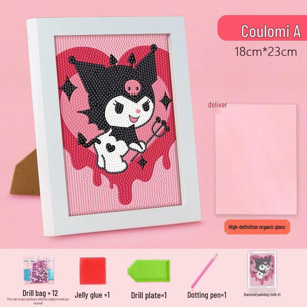 Kuromi Cartoon Diamond Painting Kit: Peace & Joy DIY Gift for Students and Kids.