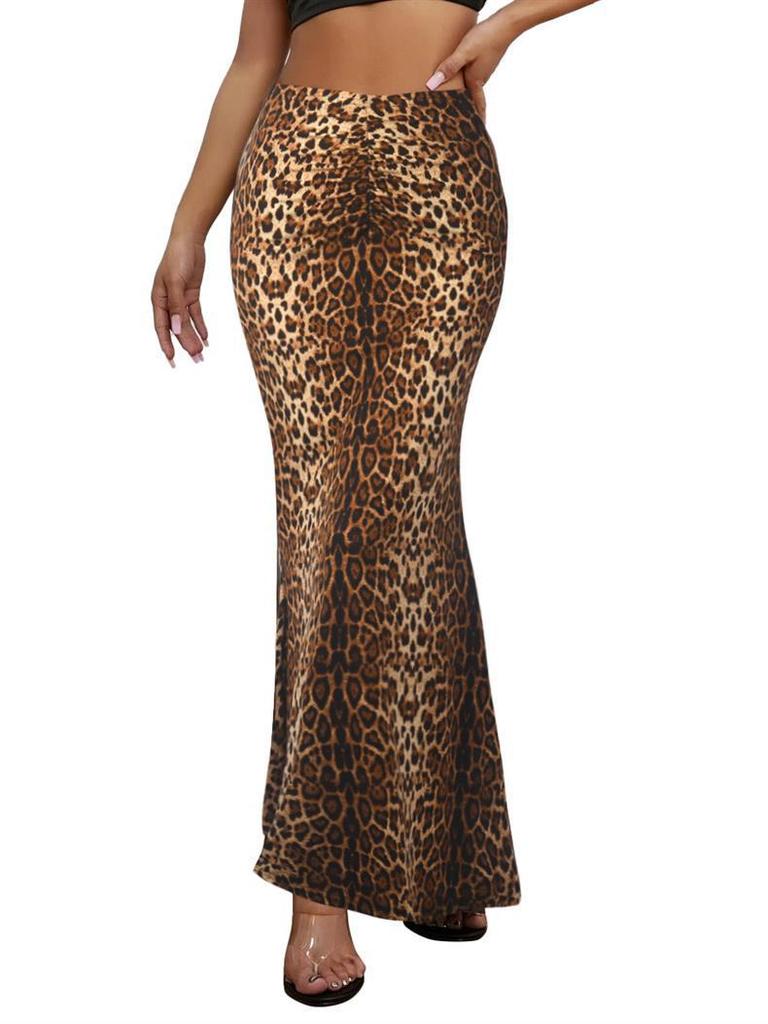 2024 Autumn/Winter Leopard Print Bodycon Mermaid Skirt