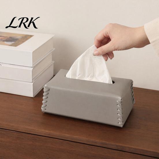 Coffee Table Tissue Holder PU Leather Holder, with Hand-stitched Edges Design, Modern Durable Paper Box Cover Style Smooth Extraction Case for