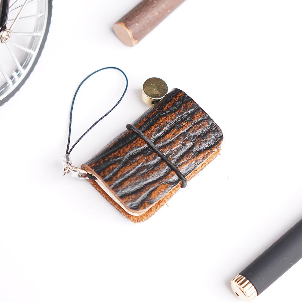 Urok ze skóry bydlęcej Japoński i Koreański Mini Kieszonkowy Dziennik - Uroczy Notatnik ze Skóry Crazy Horse