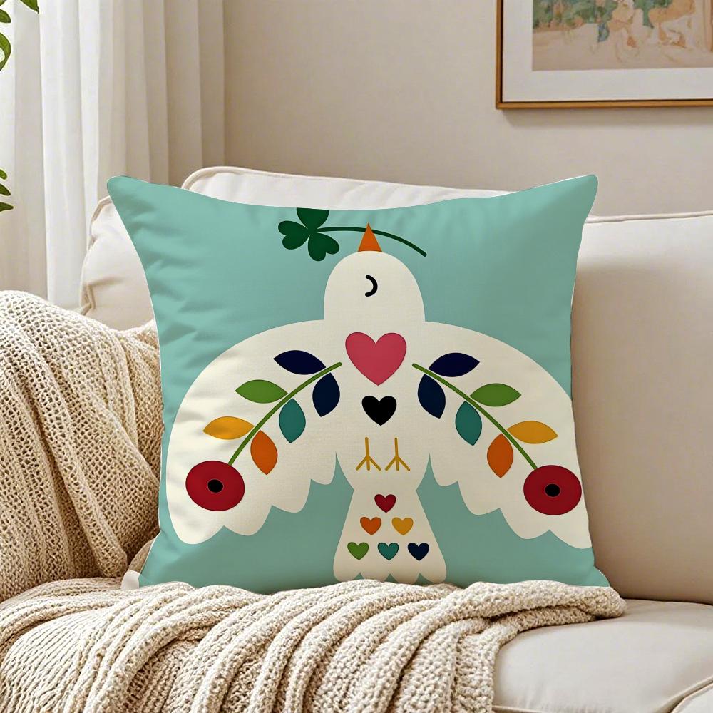 Creative Art Geometric Animal Pattern Cushion Cover Linen Pillowcase Soft for Sofa Bed Home Room Decor
