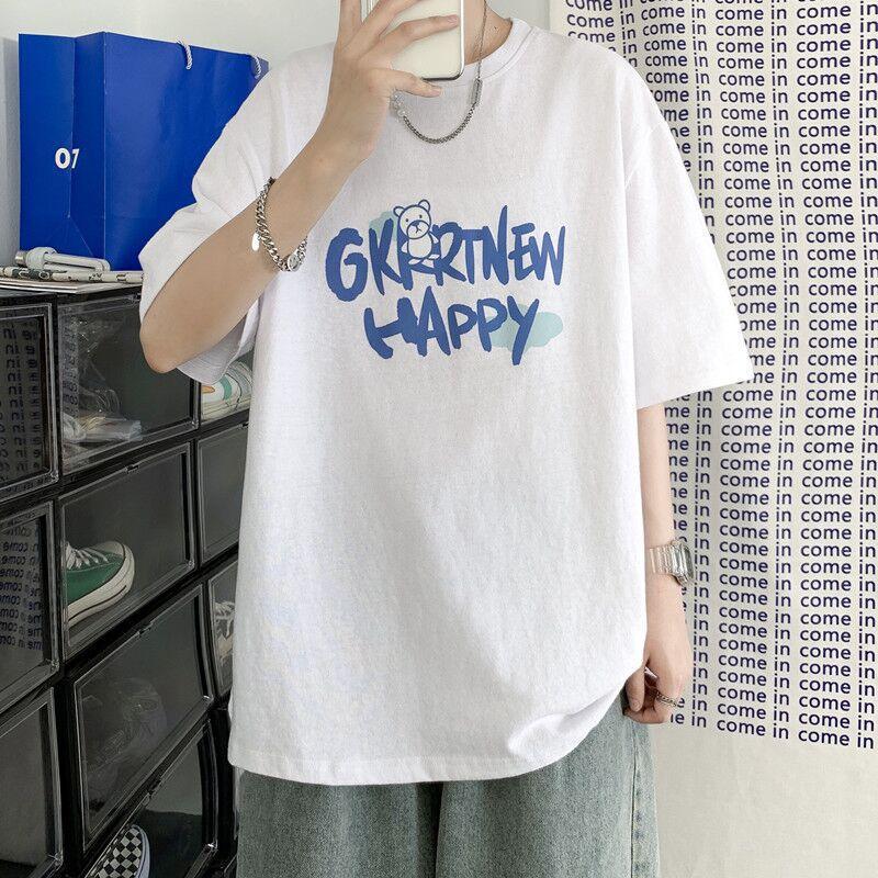 Short-sleeved T-shirt Women's New Summer Hong Kong Style Letter Trendy Brand Loose Ins Clothes Bottoming Shirt Half-sleeved