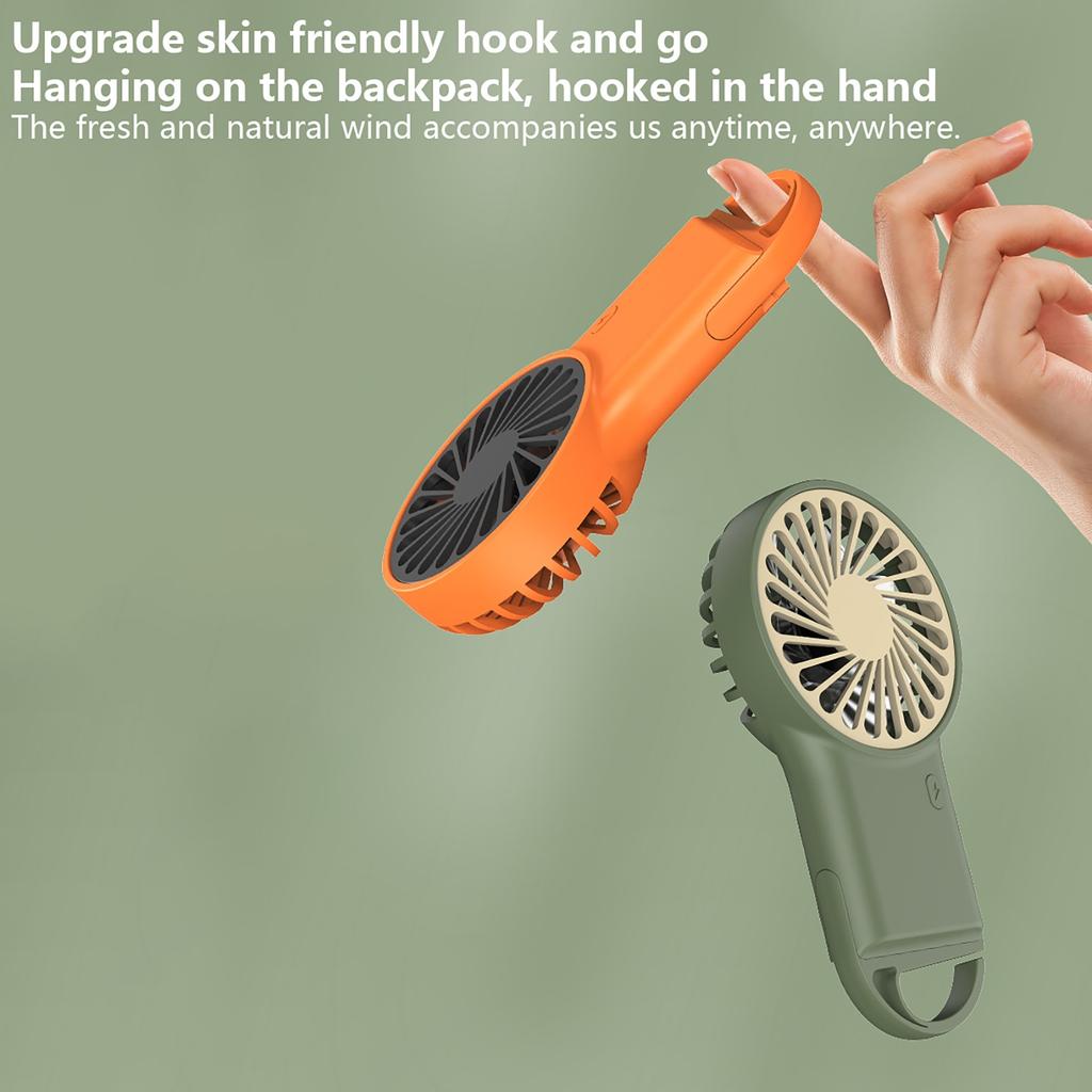 Portable Handheld Fan With Hanging Hook – USB Rechargeable Personal Fan For Outdoor Travel & Desk Use