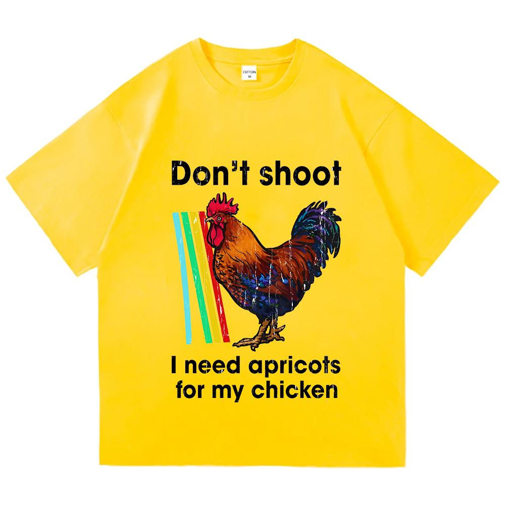 Nicht schießen, ich brauche Aprikosen für mein Hühnchen Arc Raiders Scrappy T-Shirt Hahn Grafik T-Shirts Baumwolle Kurzarm Locker T-Shirts