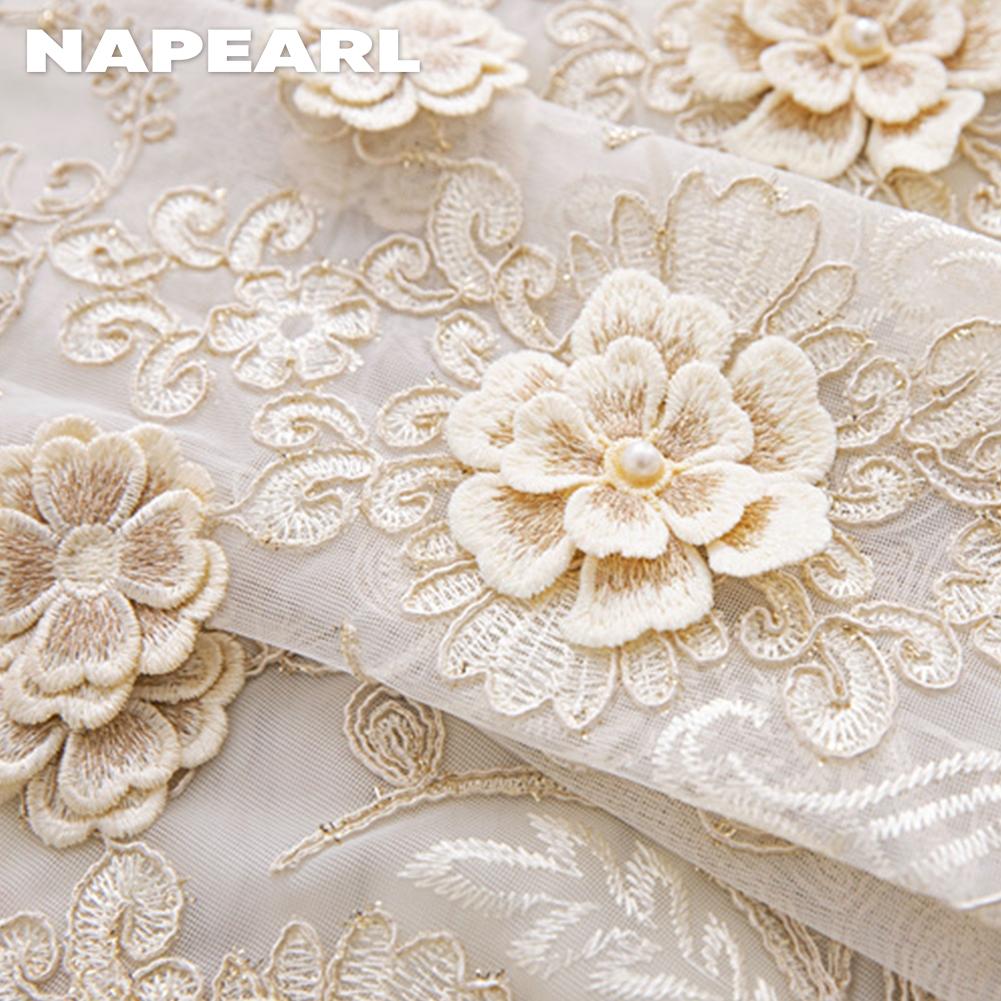 1PC NAPEARL French Luxury Lace Relief Embroidered Translucent Sheer Curtain 260cm Height Tulle for Living Room Bedroom Window Decoration Home Decor