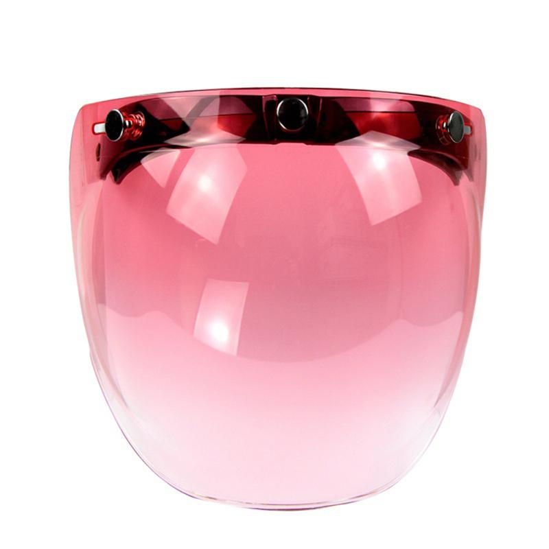 

Ретро 3-кнопковий сонцезахисний щиток-козирок з бульбашковим дзеркалом для мотоциклетного шолома, лицьова лінза рожевий