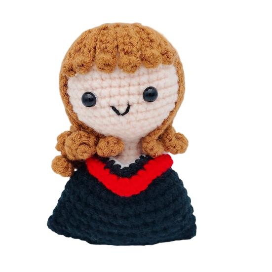 Handmade Graduation Crochet Doll Knitting Cartoon Boy Girl Graduates Toy A girl