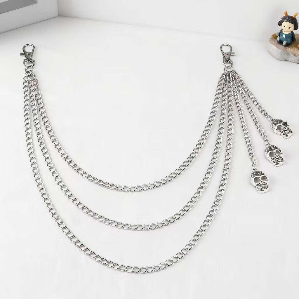 Cross-border Skull Pendant Multi-layer Metal Waist Chain for Women - Trendy Hip Hop Style