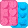 2 Pack Silicone Cake Mold, FineGood Heart Love Circle Shape Cupcake Tray DIY Silicone Mold Baking Pan for Soap, Bread, Muffin