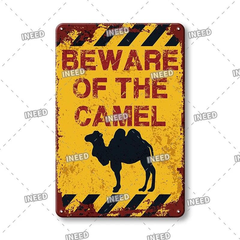 Plakette Vintage Metall Vorsicht Tier Metall Blechschild Tiere Warnung Vintage Blechschild Metallplatte für Wand Pub Bar Club Wanddekoration