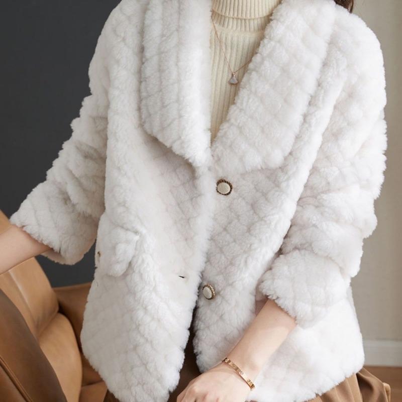 Fur New Lapel Imitation Sheep Shearing Lamb Wool Granular Coat Women's Thickened Warm Young