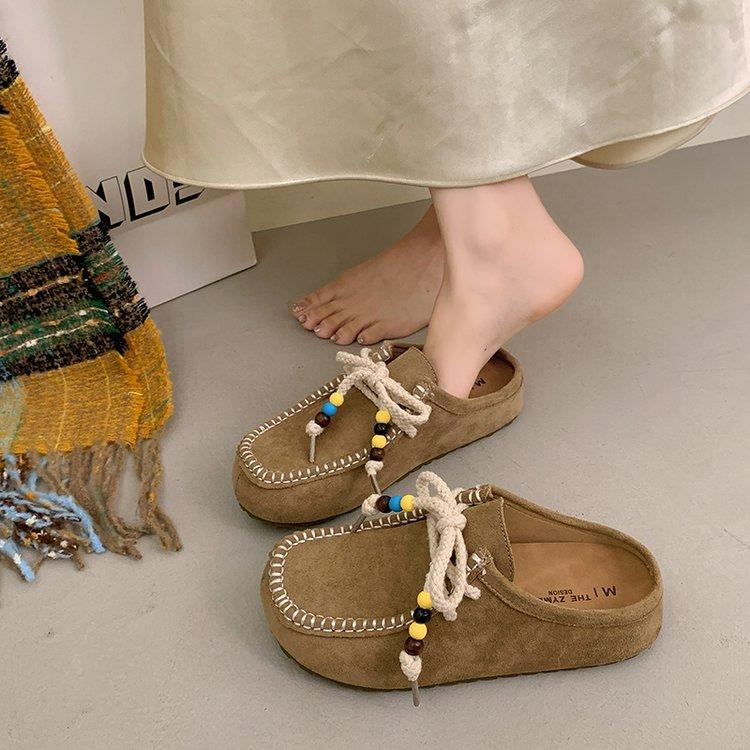 Cowhide version~ Retro Boken shoes 2025 spring and summer new kangaroo shoes bag head slippers vacation style travel sandals