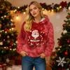 Sudadera con capucha de franela con estampado navideño de manga larga para mujer