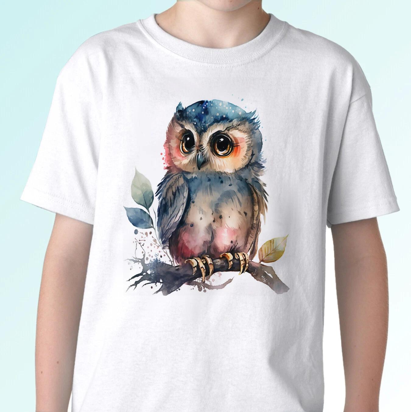 

Owl kids boys T-Shirt tee bird top animal paint art gift s s kids baby sizes 150