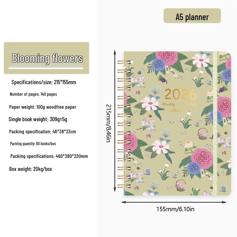 2026 English Student Weekly A5 Planner Coil Notebook