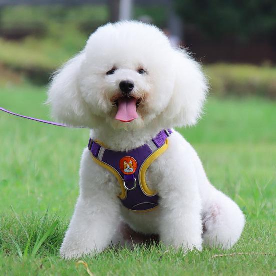 1 Set Dog Collar Adjustable Reflective Faux Suede Comfortable Pet Dog Harness Vest Walking Leash Pet Supplies