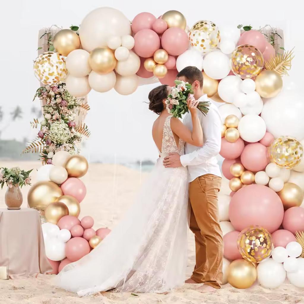 Retro Pink Pastel Macaron Balloons Garland Arch Kit Wedding Birthday Party Decoration Rose Gold Ballon Chain