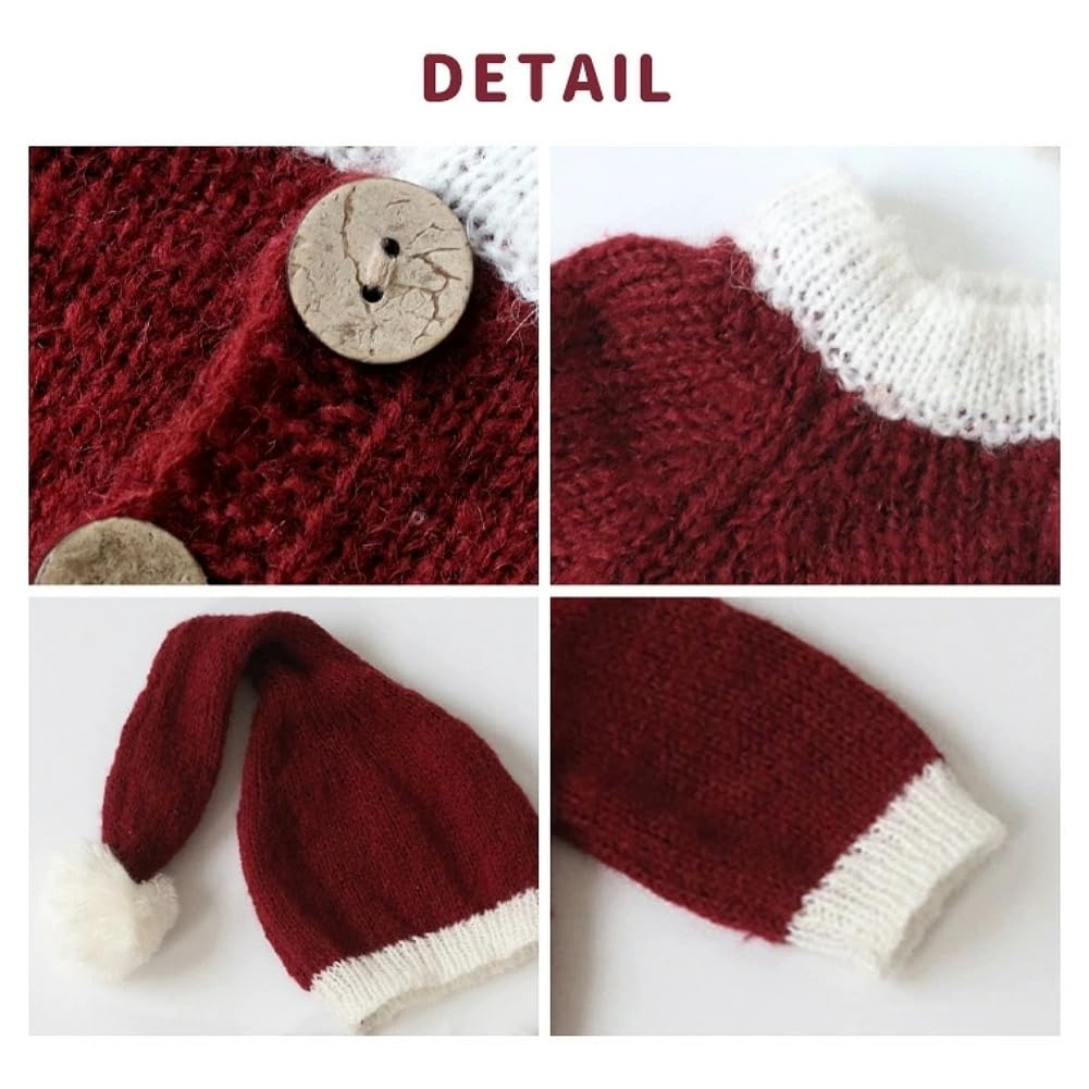 VNGOLERRY Santa Costume for Baby Knit Romper Hat Christmas Photo Commemorative Photo Baby Shower Newborn Sleeping Position Art Newborns, & Set, Prop,