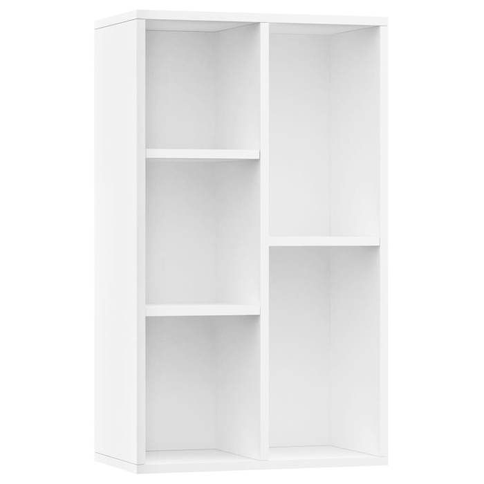 VidaXL Bibliothèque 5 étagères 50x25x80 cm, Bois reconstitué, Blanc, Style moderne, Buffet ou étagère de bureau, 800162