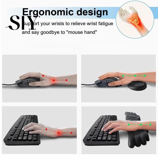 Wasserdichte Schreibtischmatte Engelsflügel Tastatur Handgelenkauflage Ergonomisches Stützpolster Silikon Schmerzprävention Kissen Maus Laptop für Büro Gaming Flügel