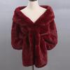Women’s Warm Solid Faux Fur Shawl Wraps Soft Comfortable Fashion Faux Fur Shawl Wrap Cape for Bridal Wedding Party Blue Artificial Wool