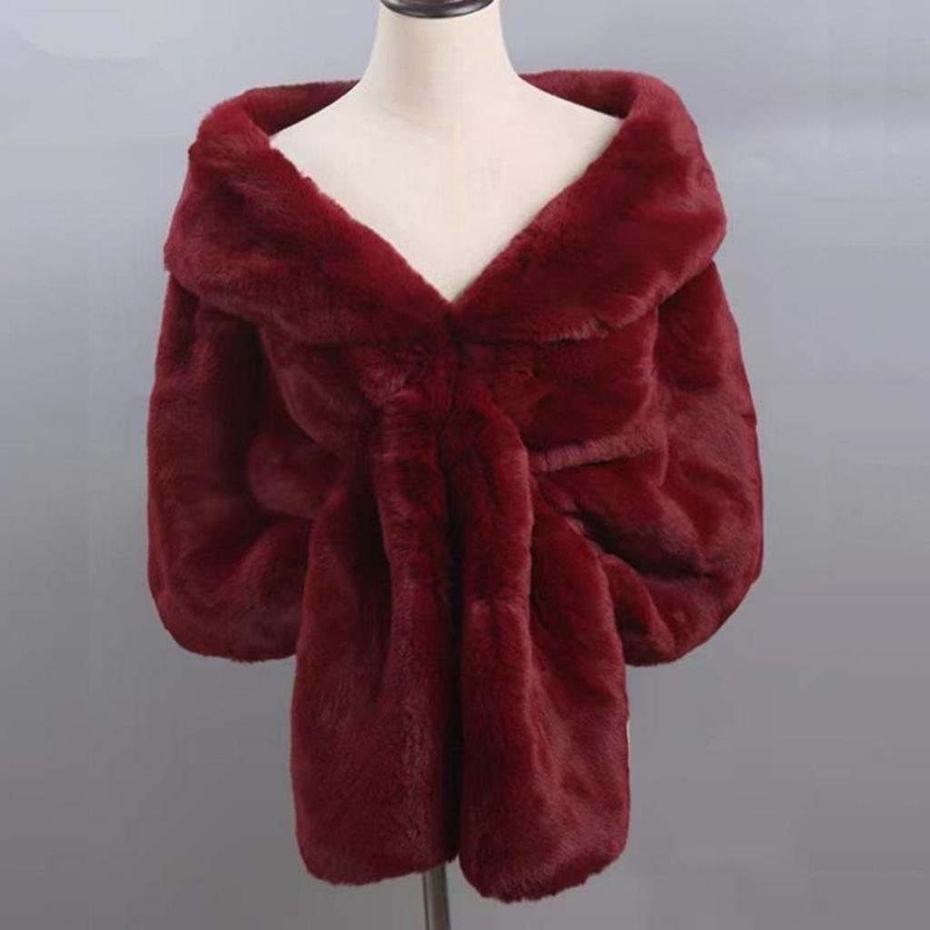 Women’s Warm Solid Faux Fur Shawl Wraps Soft Comfortable Fashion Faux Fur Shawl Wrap Cape for Bridal Wedding Party Blue Artificial Wool