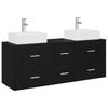 Bathroom Cabinet Set 3 Pcs Black 129 X 41 X 79.5 Cm