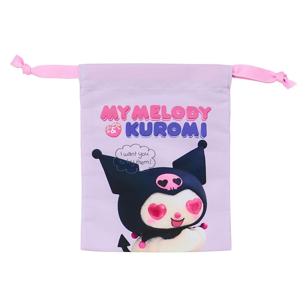 Sanrio Drawstring Bag Set of 3 Original Anime My Melody My Melody Kuromi Recommended for Ages 3 and Up 879983 (Netflix & Kuromi) & Polyester/PVC