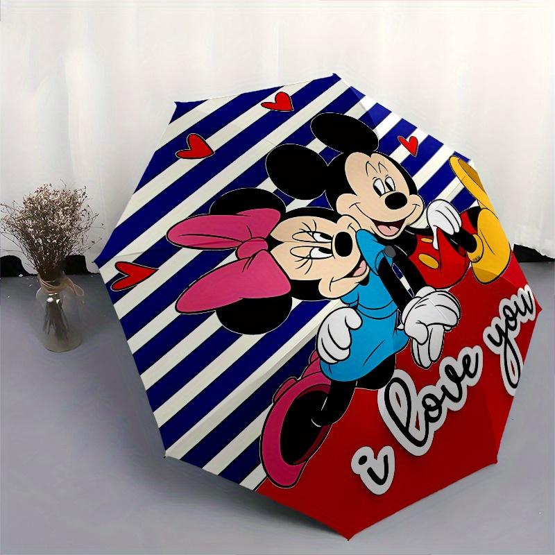 Disney Mickey,Minnie,Love Manual Opening and Closing Umbrella,8-Rib Reinforced Folding Design, Lightweight