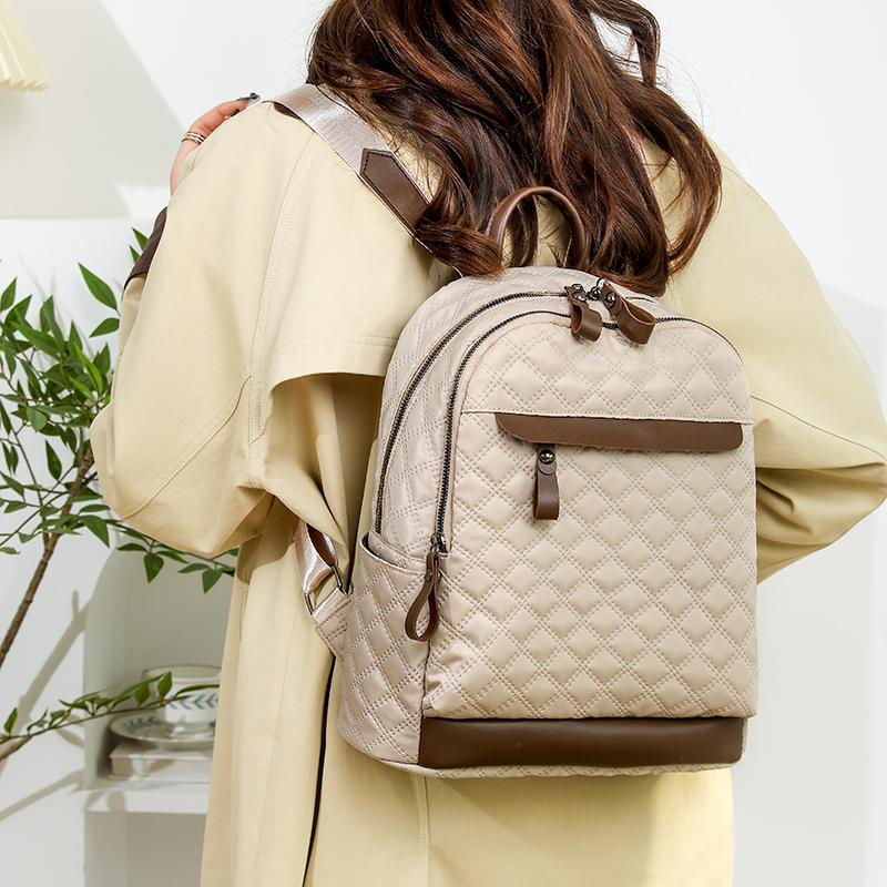 Backpack Student Schoolbag Women's Lightweight Rhomboid Backpack