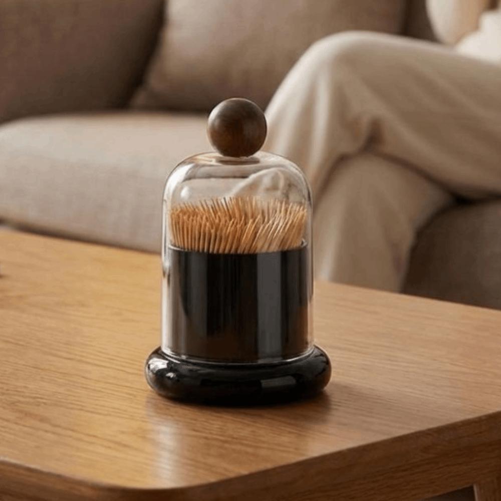 Clear Dome Lid Dental Floss Case Retro Cotton Swab Jar Creative Toothpick Dispenser  Dining Room