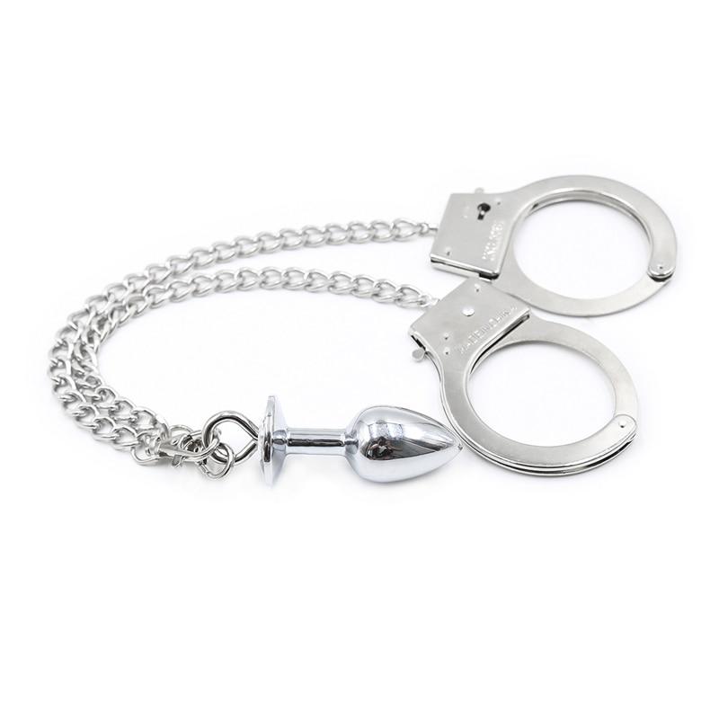 Stainless Steel Anal Ball Beads Anal Plug Handcuffs Butt Plugs Set Bdsm Dildo Stimulator Prostate Erotic Sex Toys Adult Products