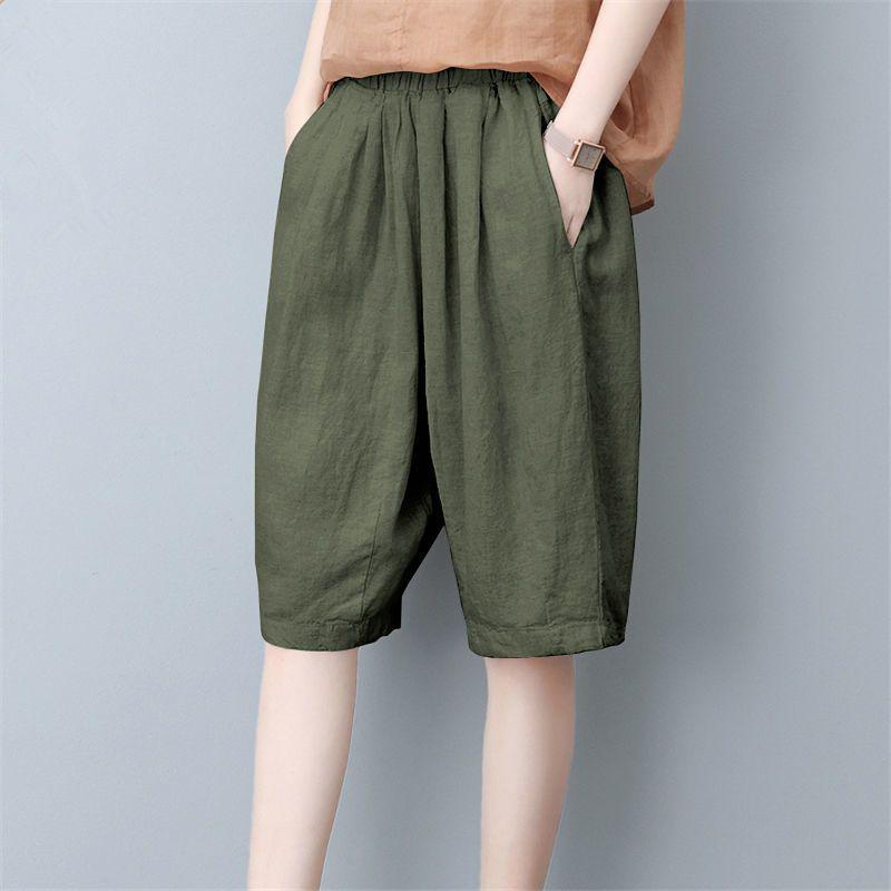 Women s Summer Wide-Leg High Waist Slimming Capris - Single/Two-Piece Set 4XL (155-170 jin)