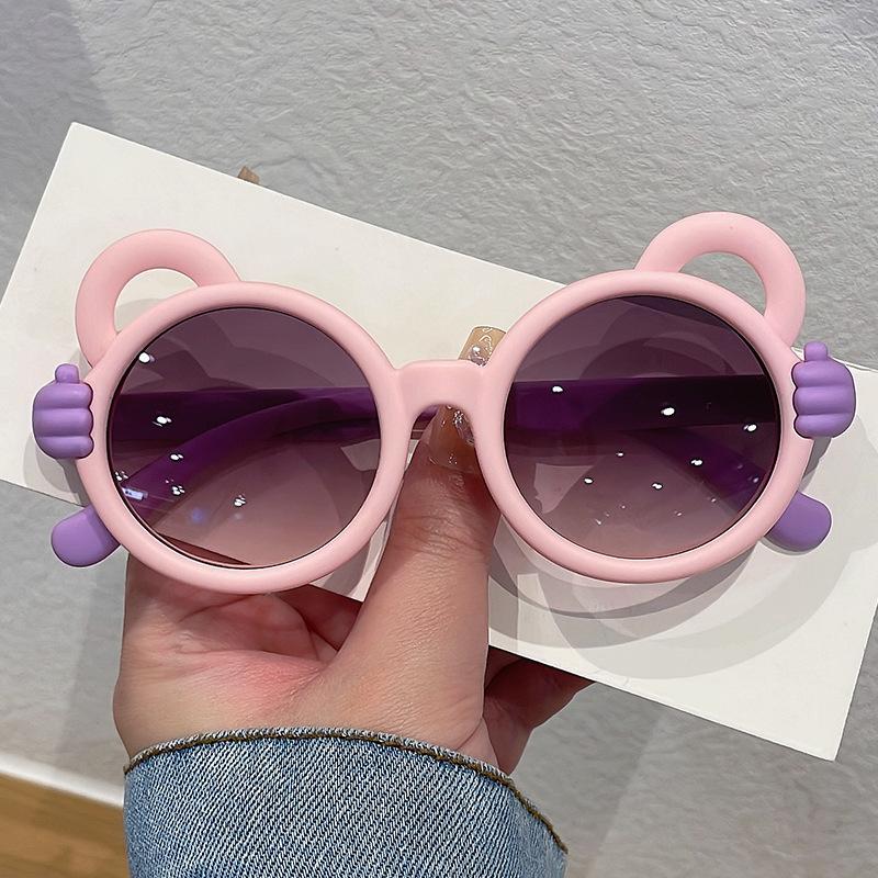 Children's cartoon sunglasses - year-old baby cute little hand sunglasses men and women and children personalized street photography sunshade glasses